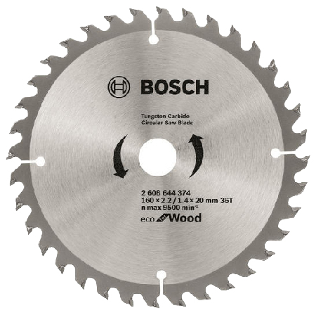 Диск алмазный Bosch Eco for Wood 160x2.2x20-36T (2.608.644.374) - Фото 1