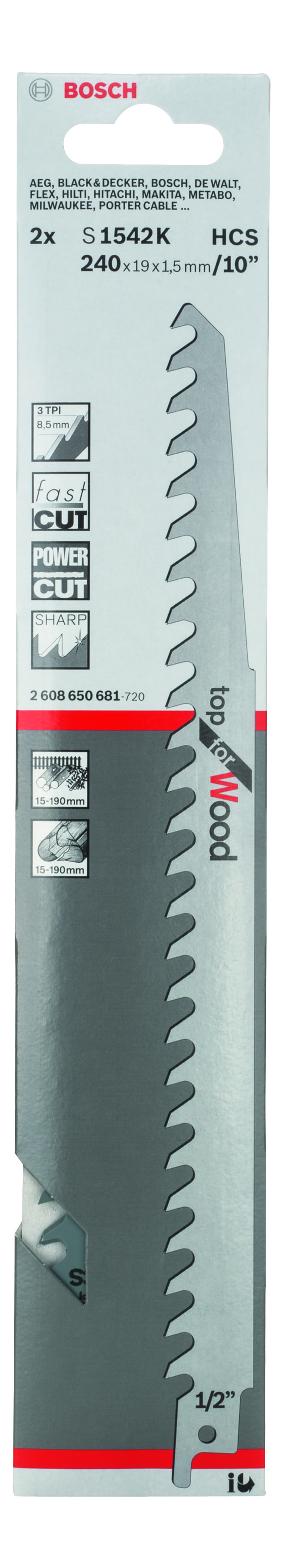 Полотно Bosch S 1542 K 3TPI 2 шт. (2.608.650.681) - Фото 1