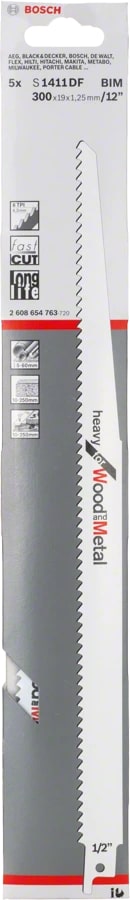 Полотно Bosch S 1411 DF 6TPI 5 шт. (2.608.654.763) - Фото 1