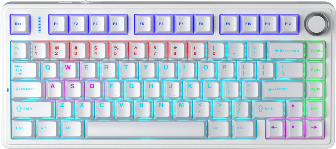 Клавиатура проводная игровая Aula F75  White keycap KRGD red EN/UA (6948391203225) - Фото 1