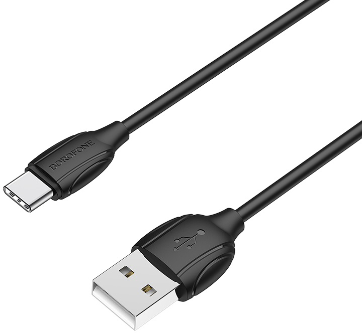 Кабель синхронизации данных BOROFONE BX19 USB to Type-C 3A, 1m Black (6931474701794) - Фото 1