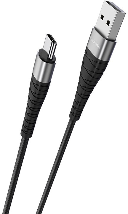 Кабель синхронизации данных BOROFONE BX32 USB to Type-C 2.4A, 1m Black (6931474710451) - Фото 1