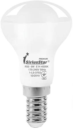 Лампочка светодиодная SiriusStar 3702 R50 6W-4000K-E14 - Фото 1