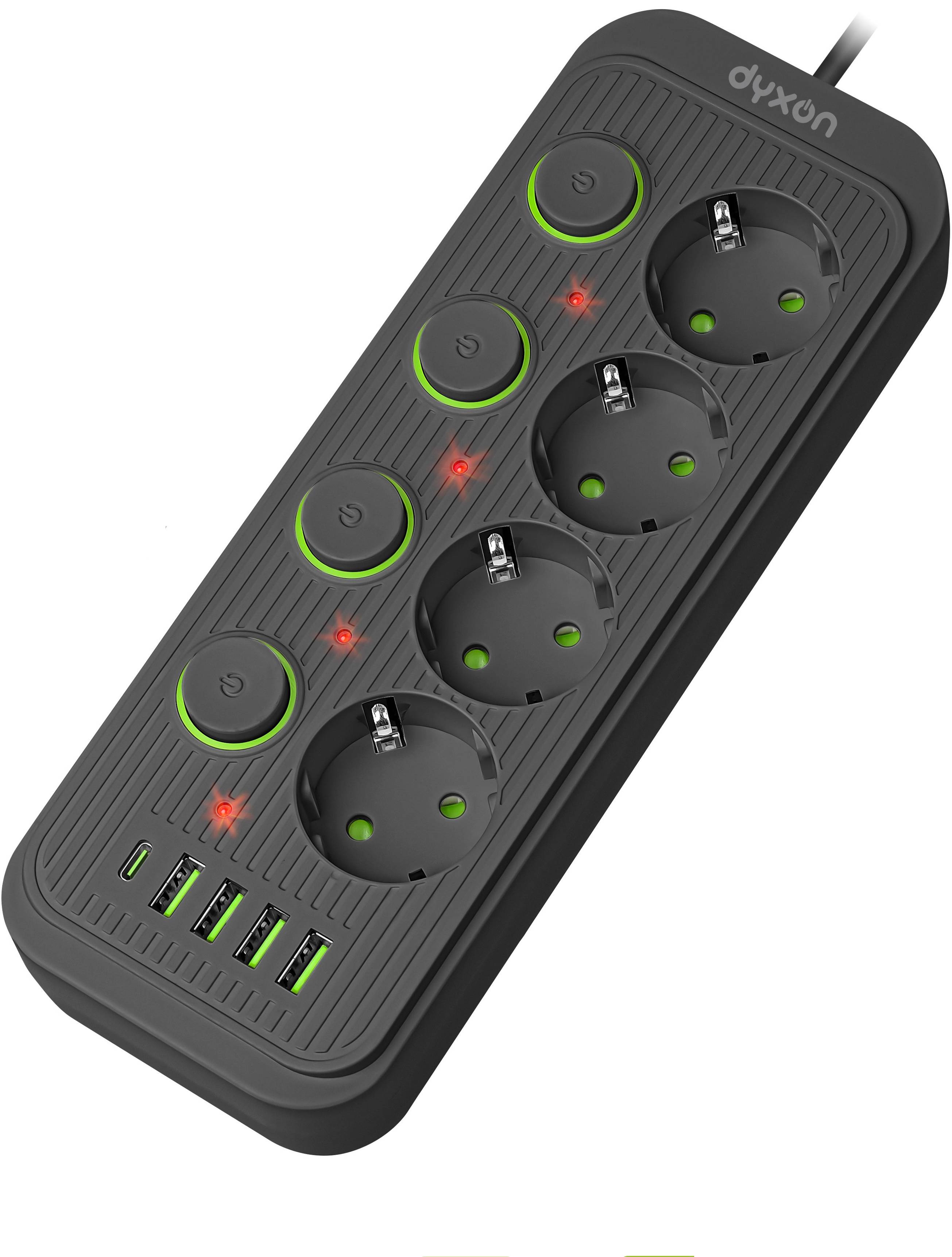 Сетевой фильтр Dyxon 4+4 USB-A USB-C (PD)+4 Power switch 2m Black (DXN-MFP-44PD2MB) - Фото 1