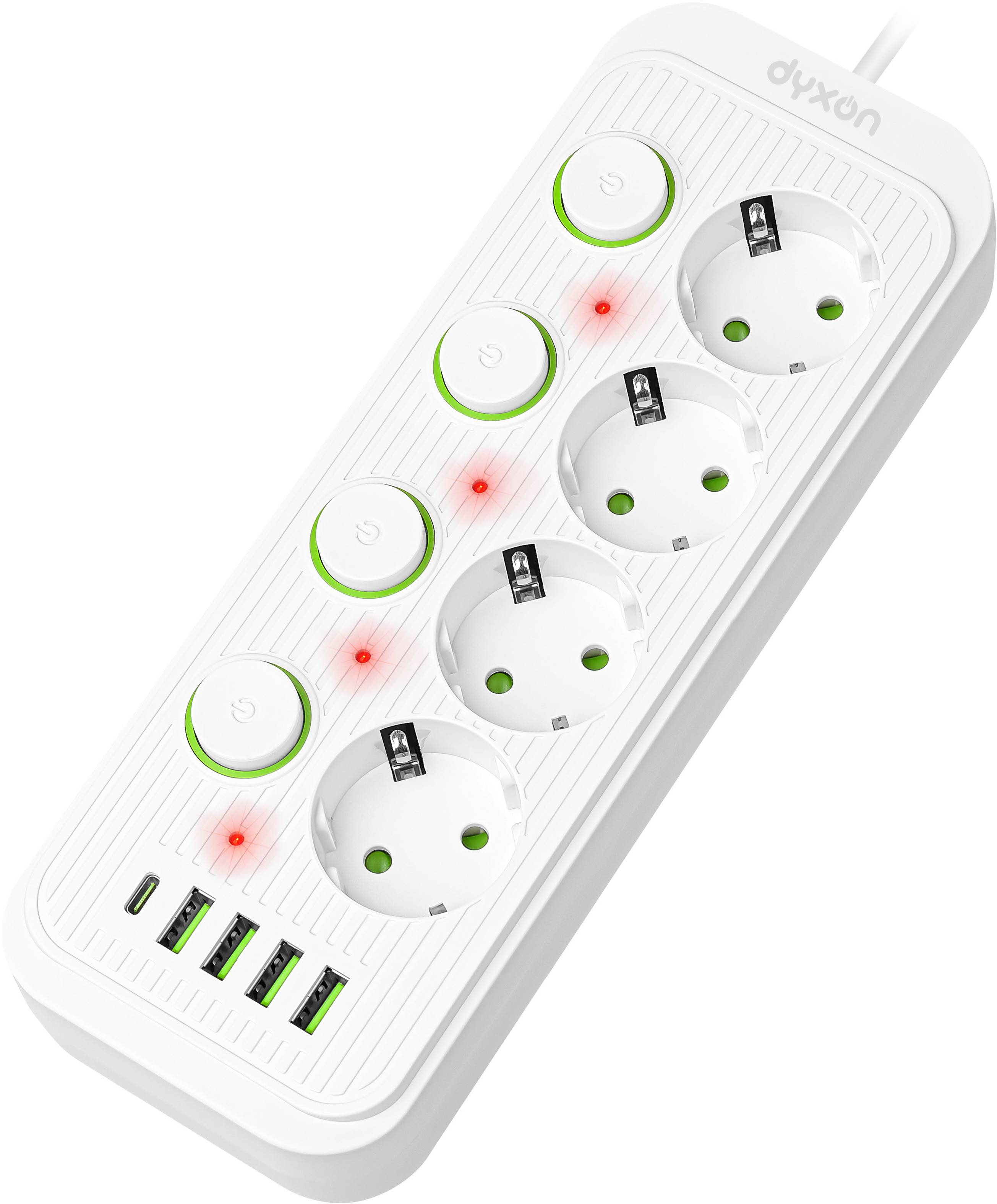 Сетевой фильтр Dyxon 4+4 USB-A+USB-C (PD)+4 Power switch 2m White (DXN-MFP-44PD2MW) - Фото 1