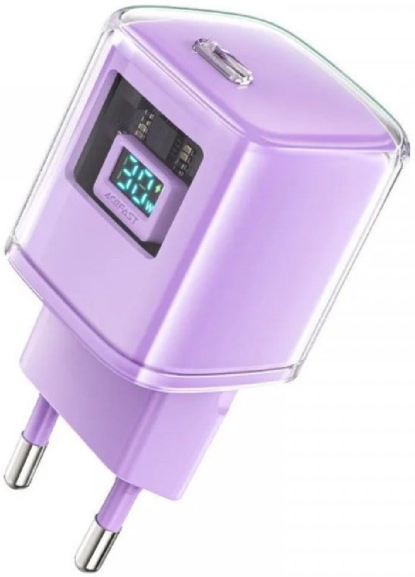 Сетевое зарядное устройство AceFast 1xUSB-C 30W Gan A53 Fast Charger alfalfa purple (6974316282365) - Фото 1