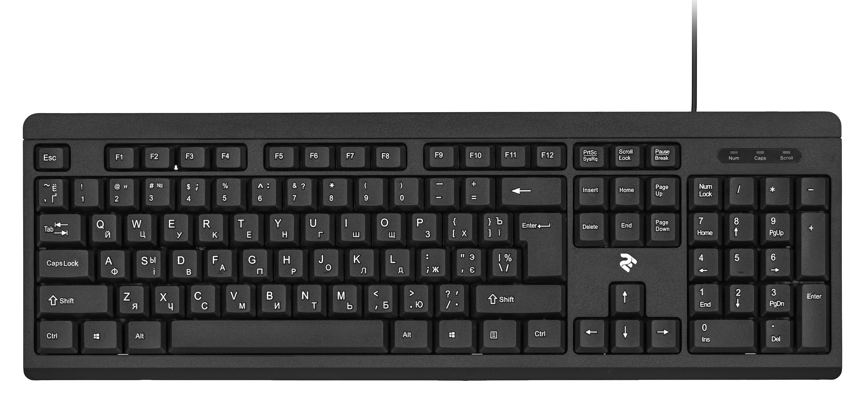 Клавиатура проводная 2E KS108 USB Black (2E-KS108UB) - Фото 1