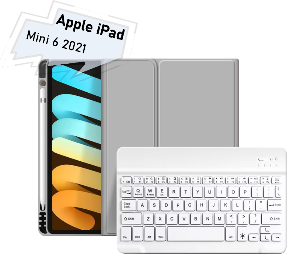 Чехол для планшета BeCover с беспроводной клавиатурой for Apple iPad Mini 6 2021 Gray (712988) - Фото 1