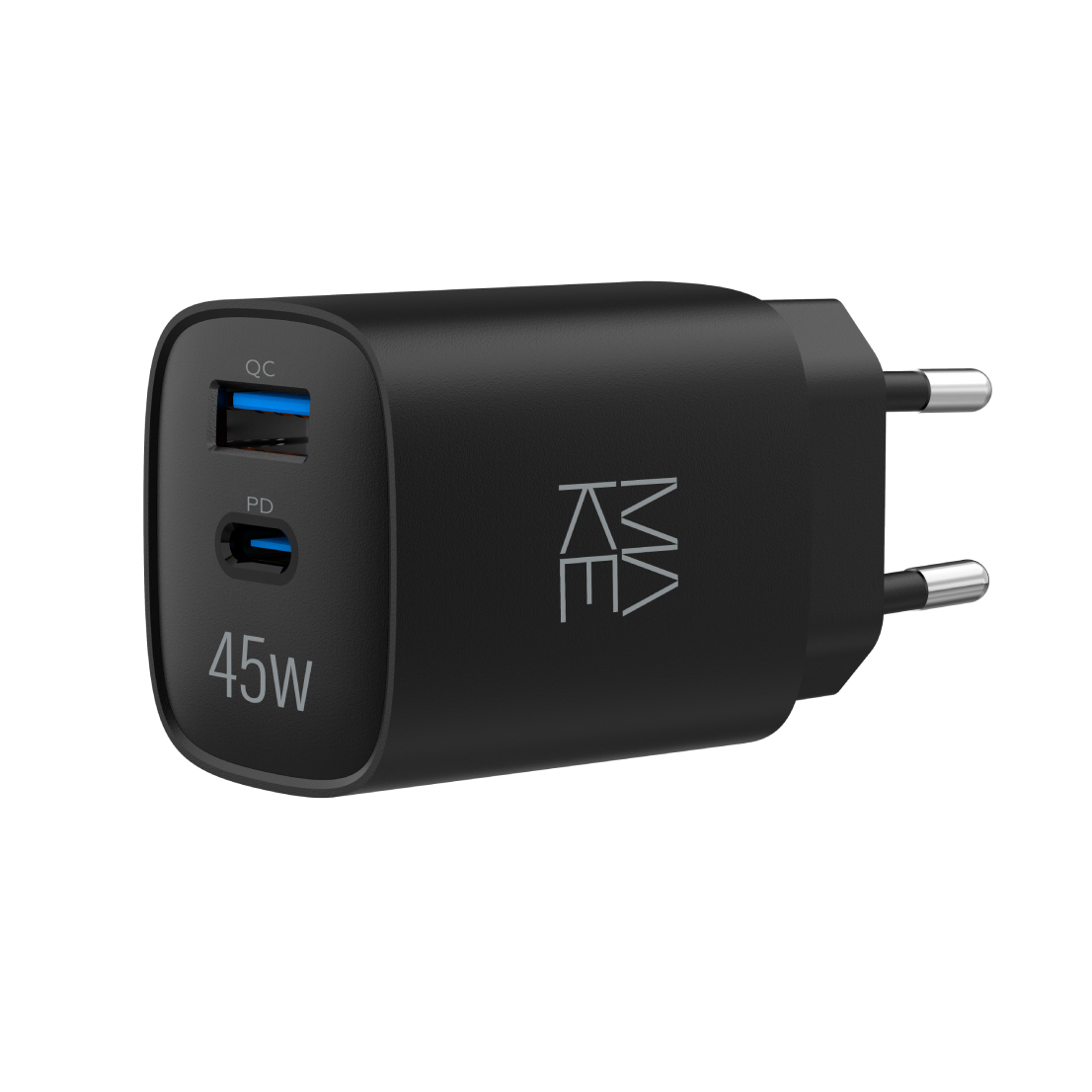 Сетевое зарядное устройство MAKE 45W GaN PD + QC3.0 Black (MCW-4521GBK) - Фото 1