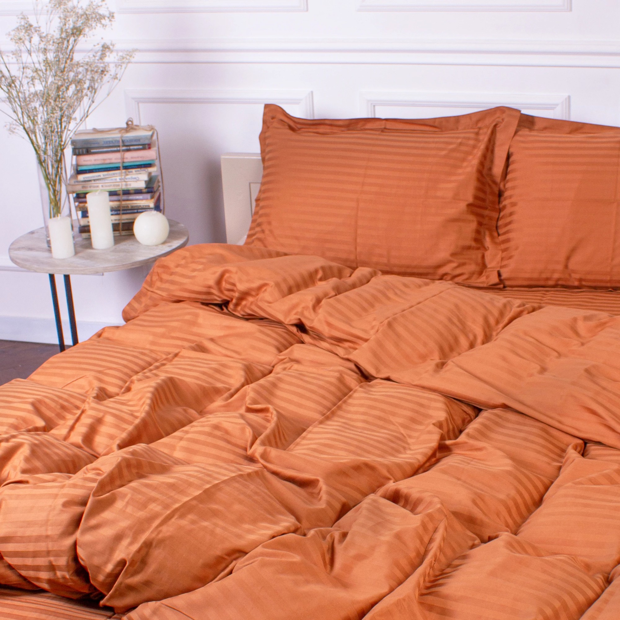 Комплект постільної білизни дитячий MirSon Satin Stripe 30-0005 Brown 110х140 (2200005246092) - Фото 1