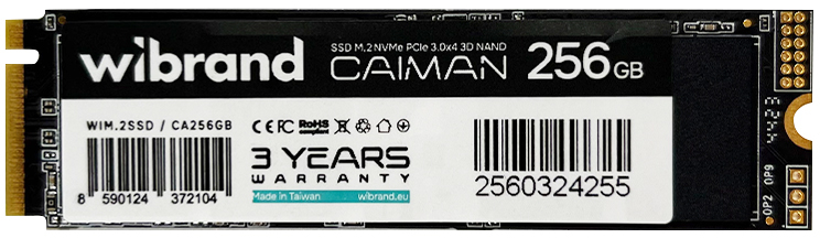 SSD-накопичувач внутрішній Wibrand Caiman 256GB NVMe 2280 PCIe 3.0 3D NAND (WIM.2SSD/CA256GB) - Фото 1