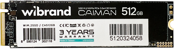 SSD-накопичувач внутрішній Wibrand Caiman 512GB NVMe 2280 PCIe 3.0 3D NAND (WIM.2SSD/CA512GB) - Фото 1