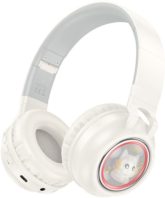 Наушники накладные беспроводные HOCO W50 Cute fun BT headphones Milky white (6942007619578) - Фото 1