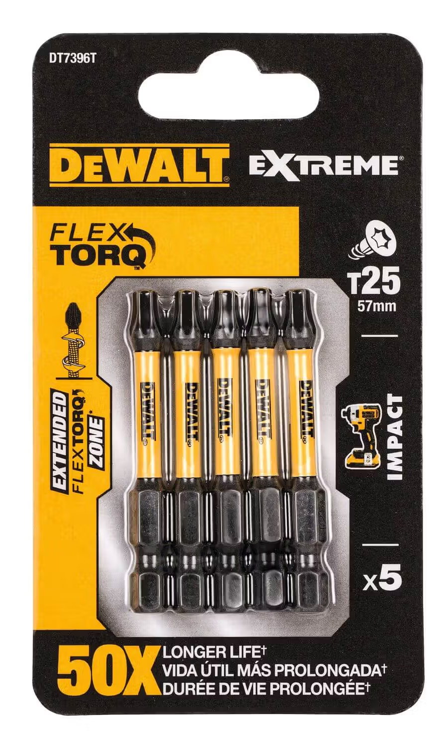 Набор бит для отвертки DeWALT IMPACT TORSION 5 шт. (DT7396T) - Фото 1
