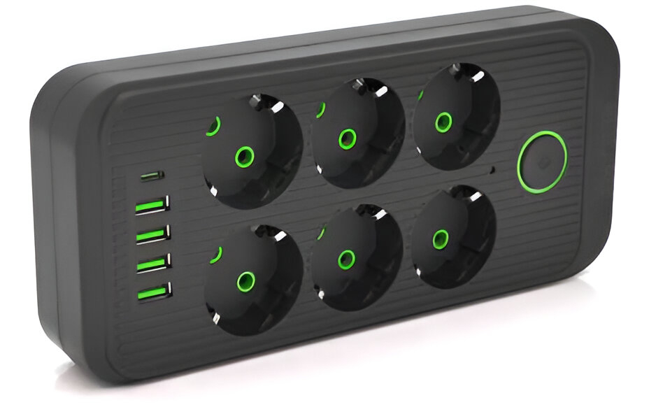 Сетевой фильтр Voltronic F06U 6р EU+4 USB+1PD 2m (31666) - Фото 1