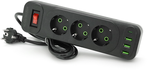 Сетевой фильтр Voltronic F23U 3р EU+3 USB+PD 2m (31688) - Фото 1