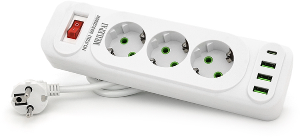 Сетевой фильтр Voltronic F23U 3р EU+3 USB+PD 2m (31689) - Фото 1