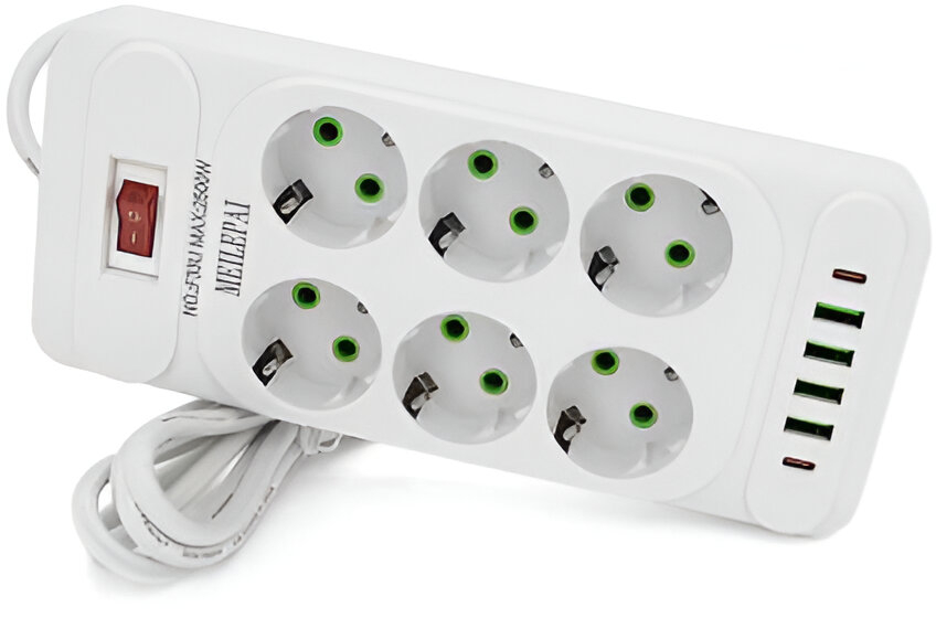 Сетевой фильтр Voltronic F33U 6р EU+4 USB+2 PD 2m (31698) - Фото 1