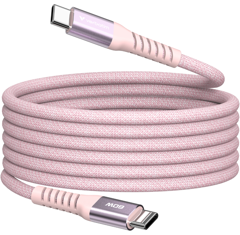 Кабель синхронизации данных Verbatim 60 Вт USB-C–USB-C 120 см Pink (31853) - Фото 1