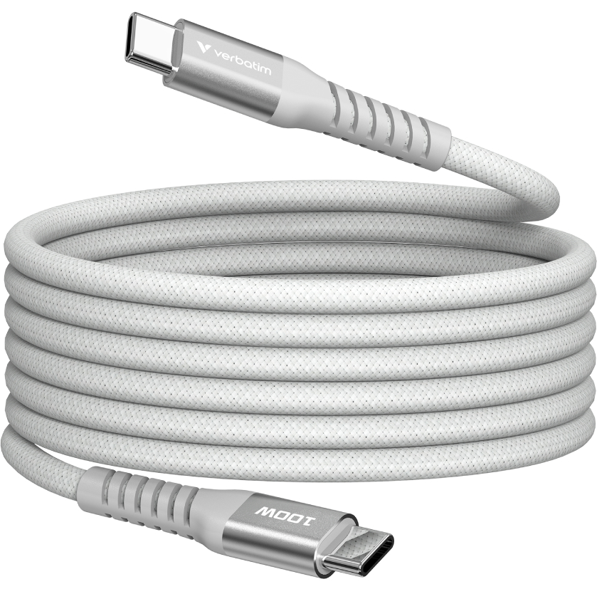 Кабель синхронизации данных Verbatim 100 Вт USB-C–USB-C 120 см Gray (31854) - Фото 1