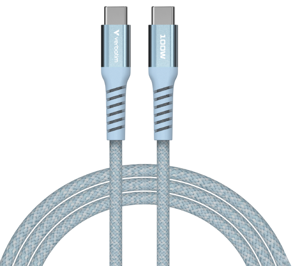 Кабель синхронизации данных Verbatim 100 Вт USB-C–USB-C 120 см Blue (31856) - Фото 1