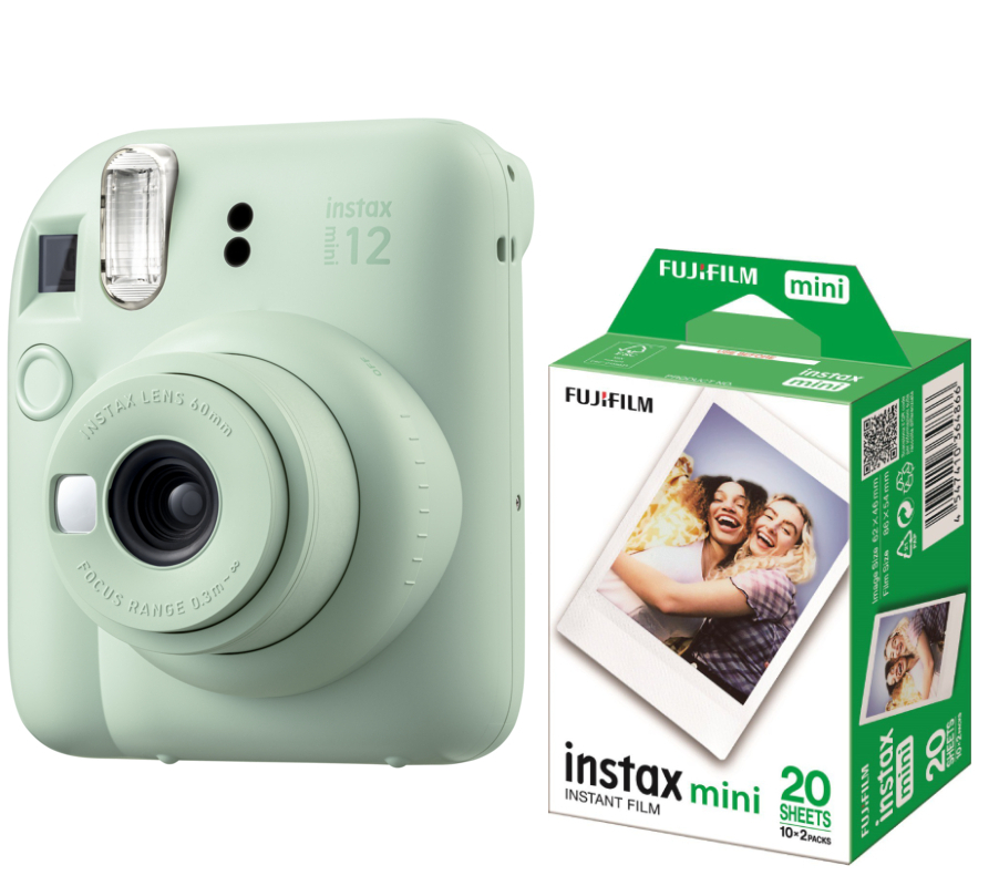 Комплект техніки Fujifilm Фотопапір + Фотокамера Fujifilm INSTAX Mini Glossy 2x10 шт. (16567828) + INSTAX MINI 12 Mint Green (16806119) - Фото 1