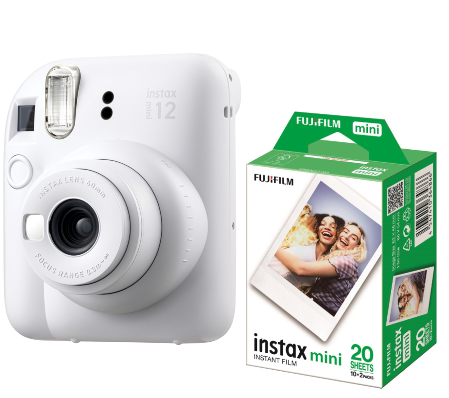 Комплект техніки Fujifilm Фотопапір + Фотокамера Fujifilm INSTAX Mini Glossy 2x10 шт. (16567828) + INSTAX MINI 12 Clay White (16806121) - Фото 1