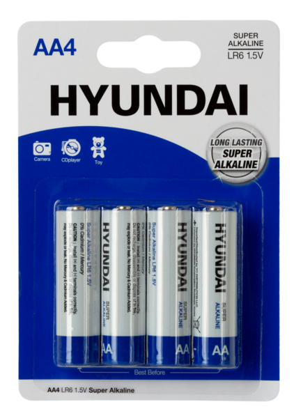 Батарейка тип AA Hyundai LR6 AA BL4 Alkaline (HT7006001) - Фото 1
