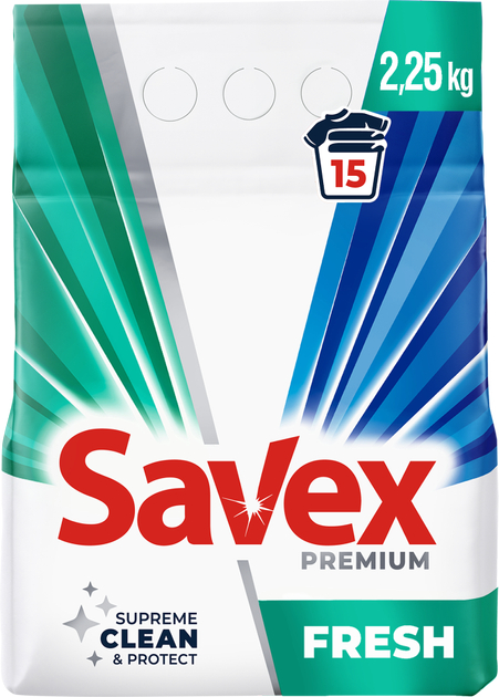 Стиральный порошок SAVEX Premium Fresh automat 2.25 кг (3800024047909) - Фото 1