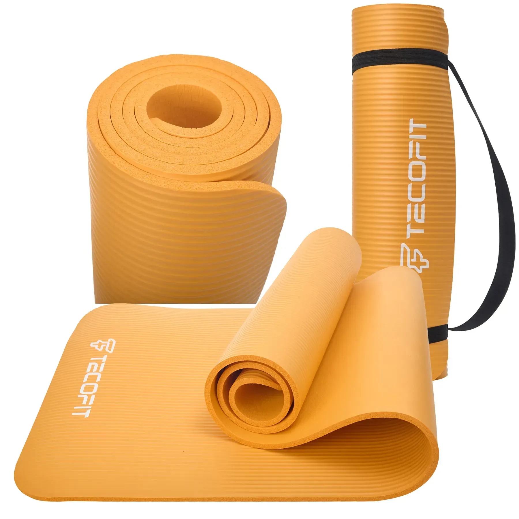Коврик для йоги и фитнеса TECOFIT NBR 183x61x1 см Оранжевый +чехол-сумка в подарок (TOP20106462/5) - Фото 1