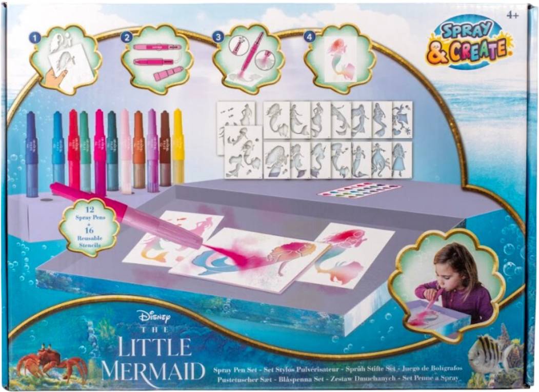 Набір для малювання Disney LITTLE MERMAID Спрей-ручки з трафаретами Делюкс (TLM23368) - Фото 1