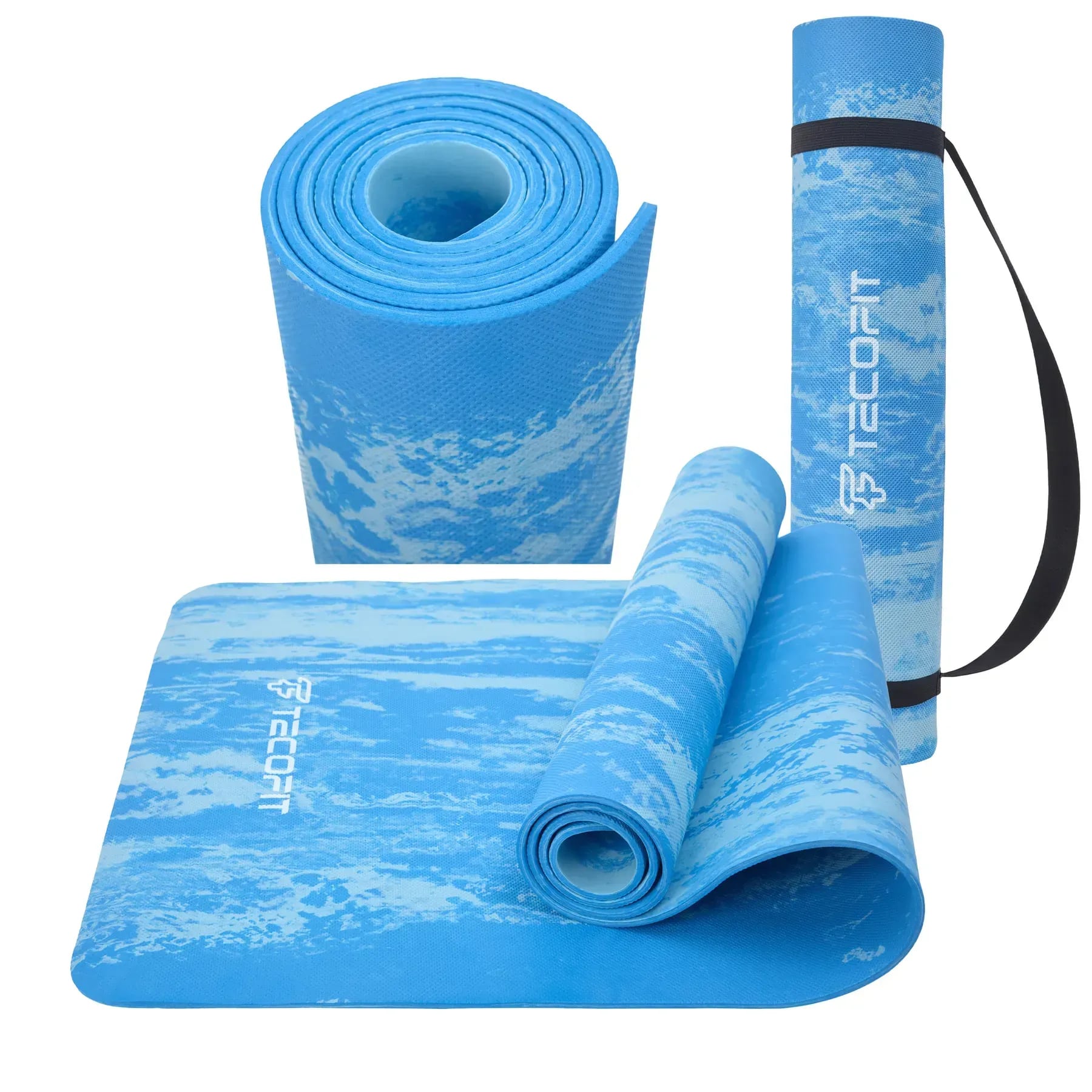 Коврик для йоги и фитнеса TECOFIT EVA Mat 173х61х6 мм Blue marble (TOP240214835) - Фото 1