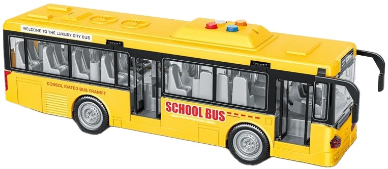 Наземная спецтехника DIY TOYS Автобус школьный инерционный со светл. и муз. эф. (CJ-4007550) - Фото 1
