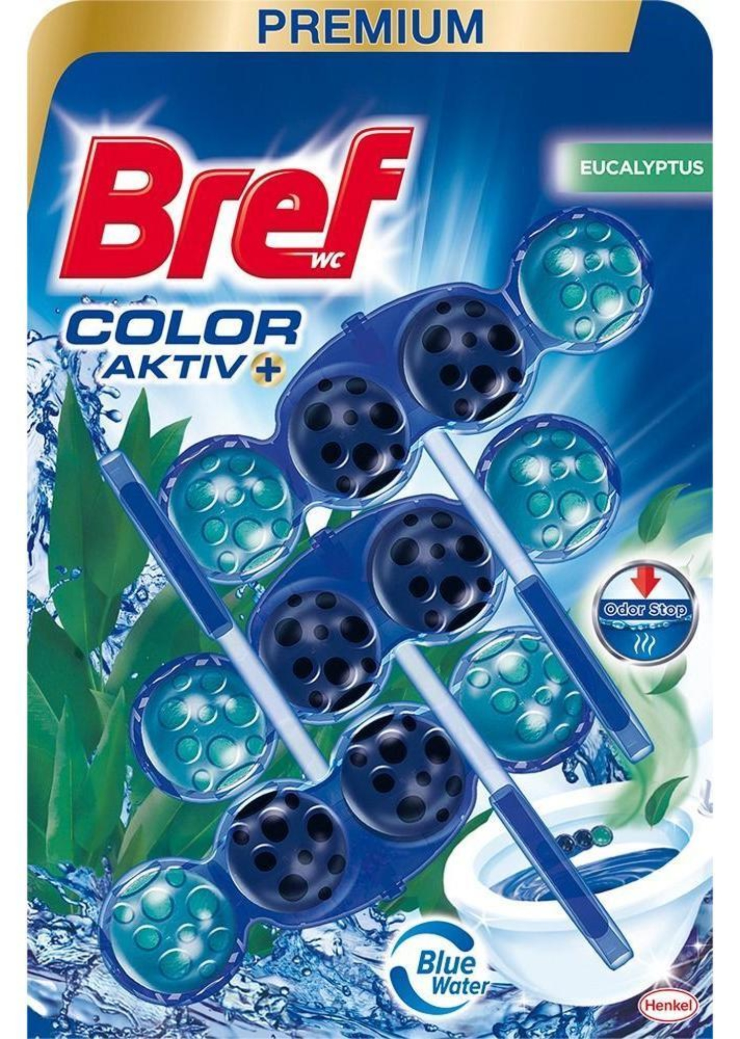 Туалетный блок Bref Цветная вода Эвкалипт Триопак 3*50 г - Фото 1