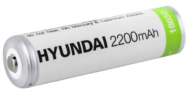 Аккумулятор тип 18650 Hyundai 18650 Li-ion 2200mAh (Sharp Top) - Фото 1