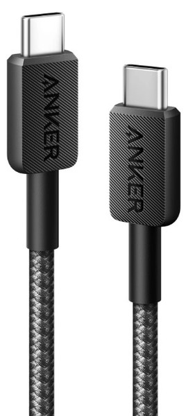 Кабель синхронизации данных Anker 322 USB-C to USB-C - 0.9m Nylon Black (A81F5G11) - Фото 1