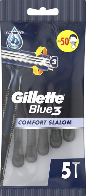 Станок мужской одноразовый Gillette BLUE 3 Comfort Slalom 5шт - Фото 1