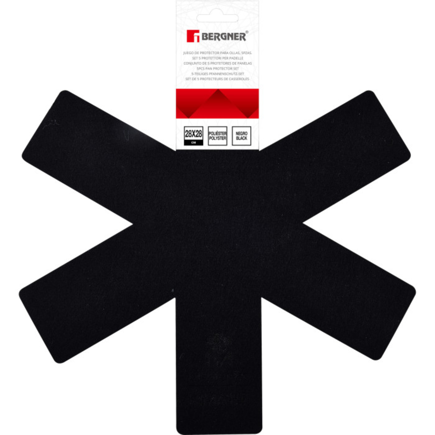 Набор защитных вкладышей для хранения посуды Bergner Protect, 5 пр. (BG-50200-BK) - Фото 1