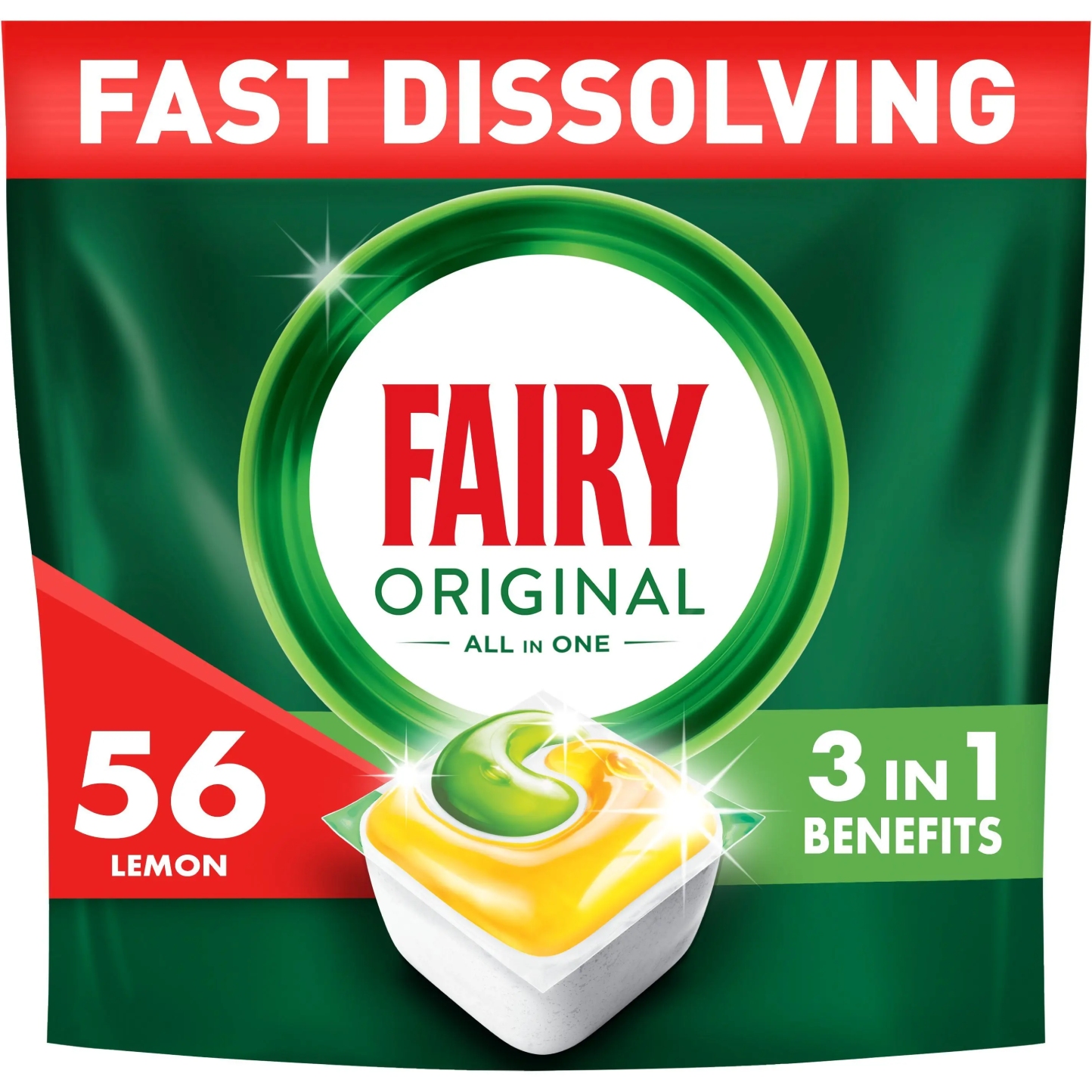 Таблетка для посудомоечной машины Fairy Original All In One Лимон 56 шт - Фото 1