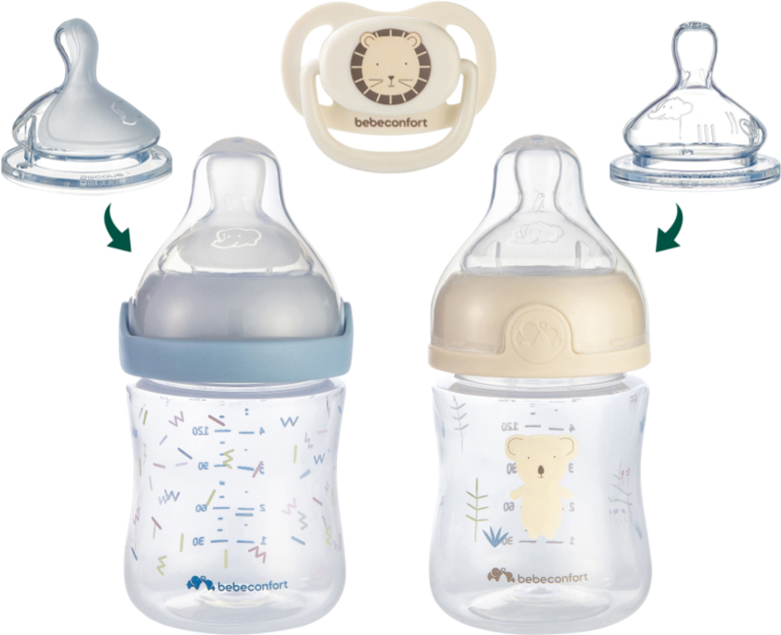 Бутылочка для кормления Bebe Confort Physio Air 150 мл 2 шт. + пустышка Blue / Sand - Фото 1