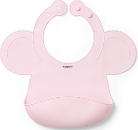 Нагрудник силиконовый BabyOno с регулируемой застежкой Розовый (1639/02) - Фото 1