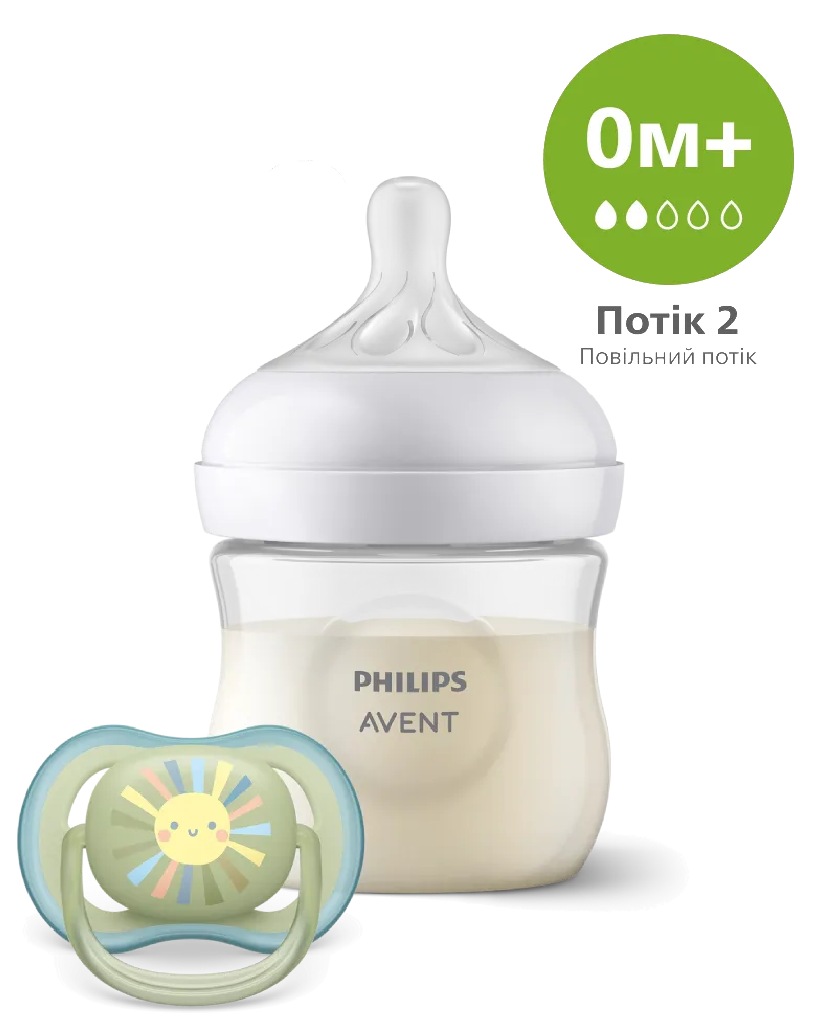 Бутылочка для кормления Philips Avent Natural Природный поток 125 мл + пустышка Ultra Air 0-6 мес. (SCD837/10) - Фото 1