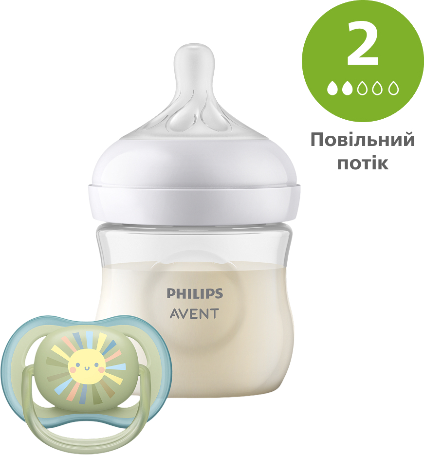 Пляшка для годування Philips Avent Natural Природний Потік 125 мл + пустушка Ultra Air 0-6 міс. (SCD837/10) - Фото 1