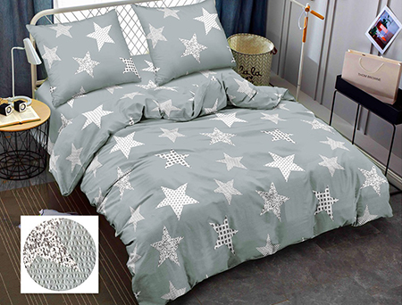 Комплект постельного белья Zastelli Серые звезды JH5827-3 жатка 200х220 см серая (20591) - Фото 1