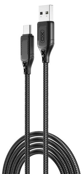 Кабель синхронизации данных XO NB235 Zebra Series Braided USB-A to Type-C 1 m (Чорний) - Фото 1