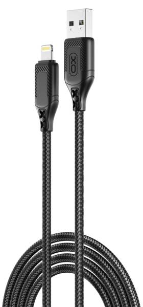 Кабель синхронизации данных XO NB235 Zebra Series Braided USB-A to Lightning 1 m (NB235_L_Black) - Фото 1