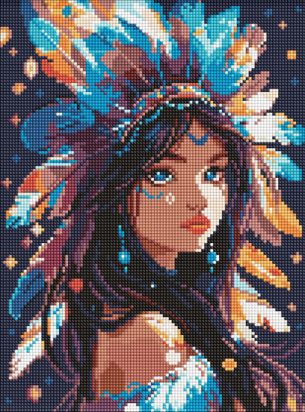 Алмазная живопись Ideyka Девушка-индианка 30х40 см (AMO8069) - Фото 1