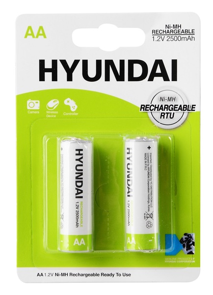 Акумулятор тип AA Hyundai HR6 2500mAh 2 шт/уп. (HT7005001) - Фото 1