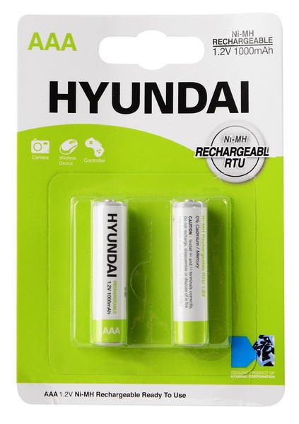 Аккумулятор тип AAA Hyundai HR03 1000mAh 2 шт/уп. (HT7005002) - Фото 1