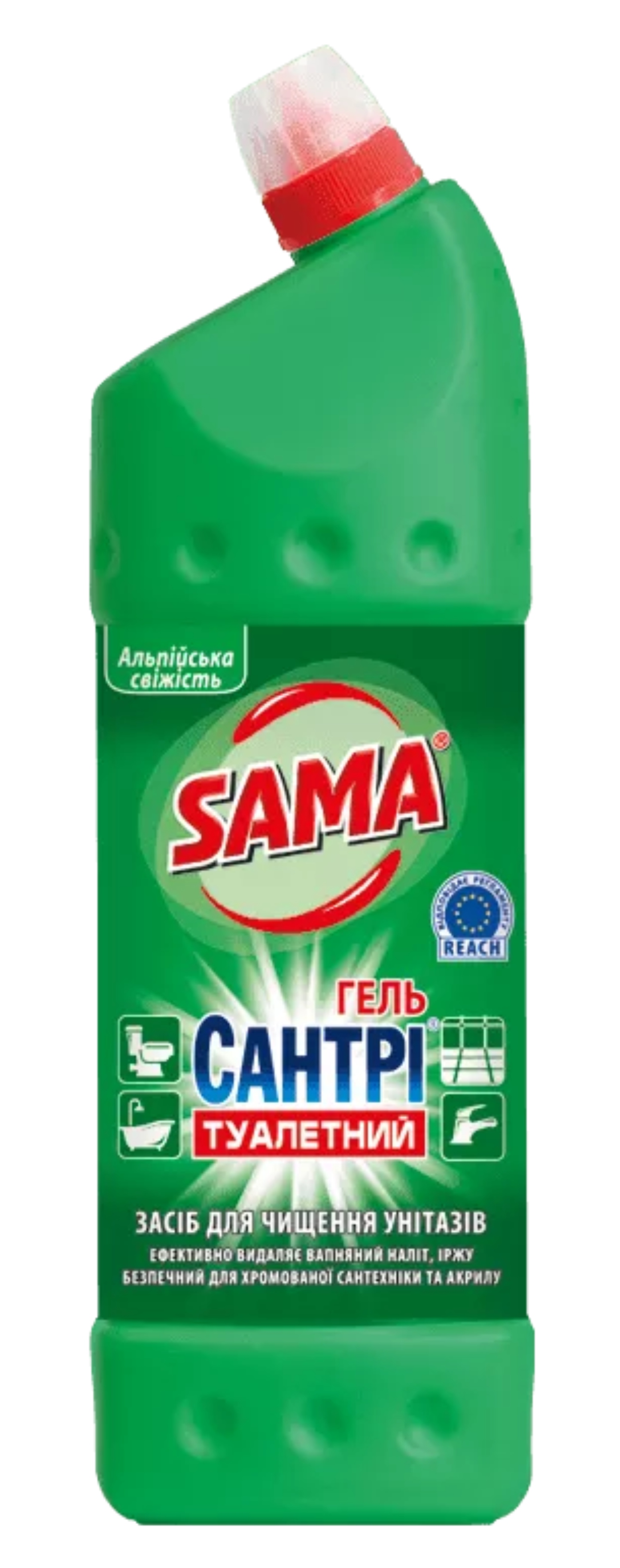 Засіб для чищення унітазу SAMA САНТРІ гель Альпійська свіжість 1 л - Фото 1